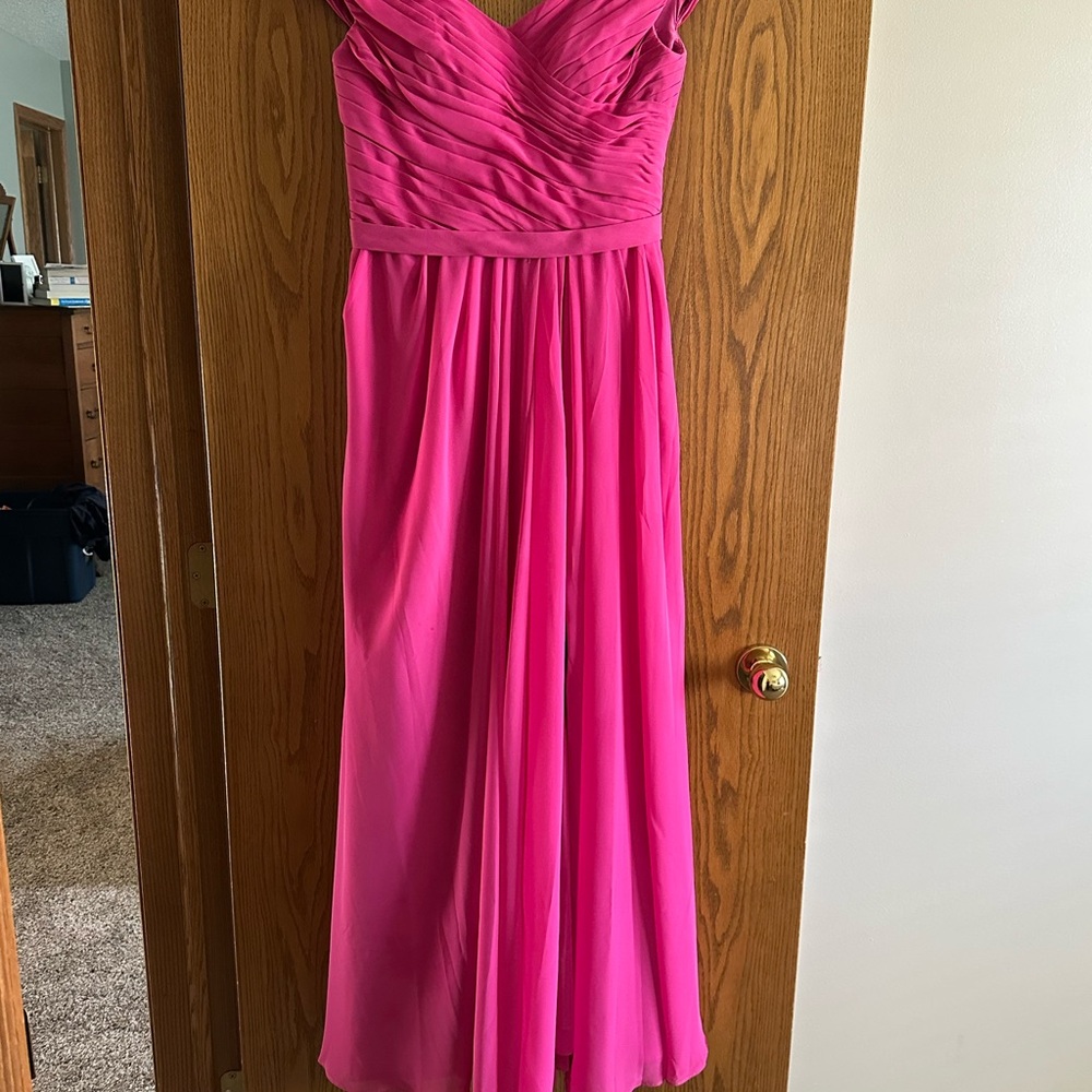 Azazie Audrianna Fuchsia Off-Shoulder Dress - Picture 7 of 11